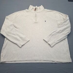Polo Ralph Lauren Pullover Men XXL Oatmeal Preppy Quarter-Zip Cotton Sweater